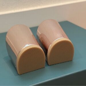 Pashion footwear 3-inch rose gold metallic block heels size 9-11